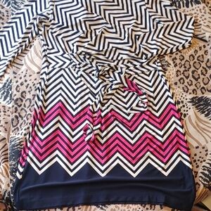 Donna Morgan Chevron Patterned Midi Dress